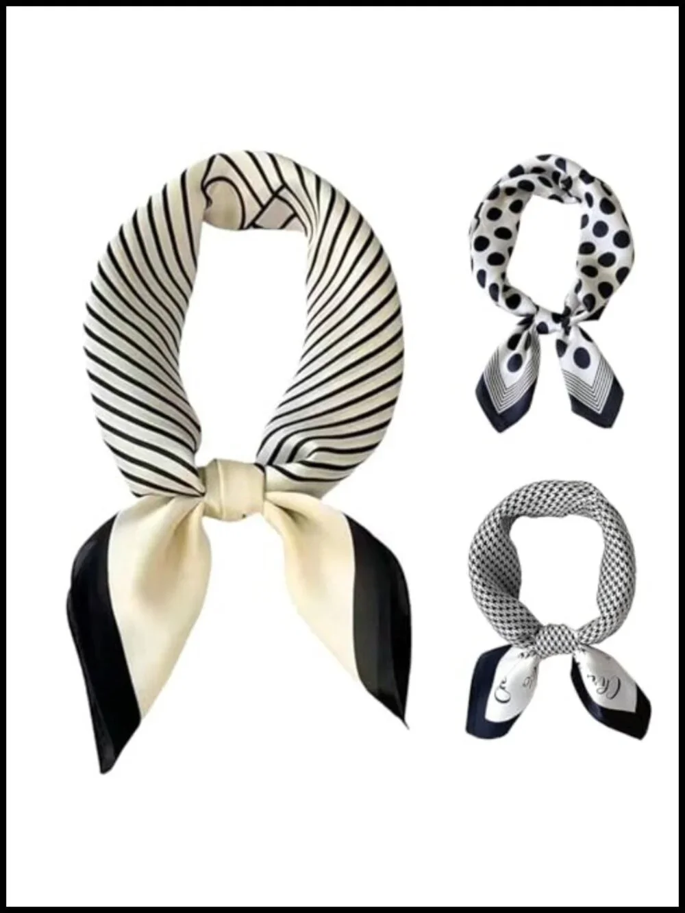 Silk Feeling Square Satin Scarf for Women Hair Wrap Headband Neck Scarf 2 Pack